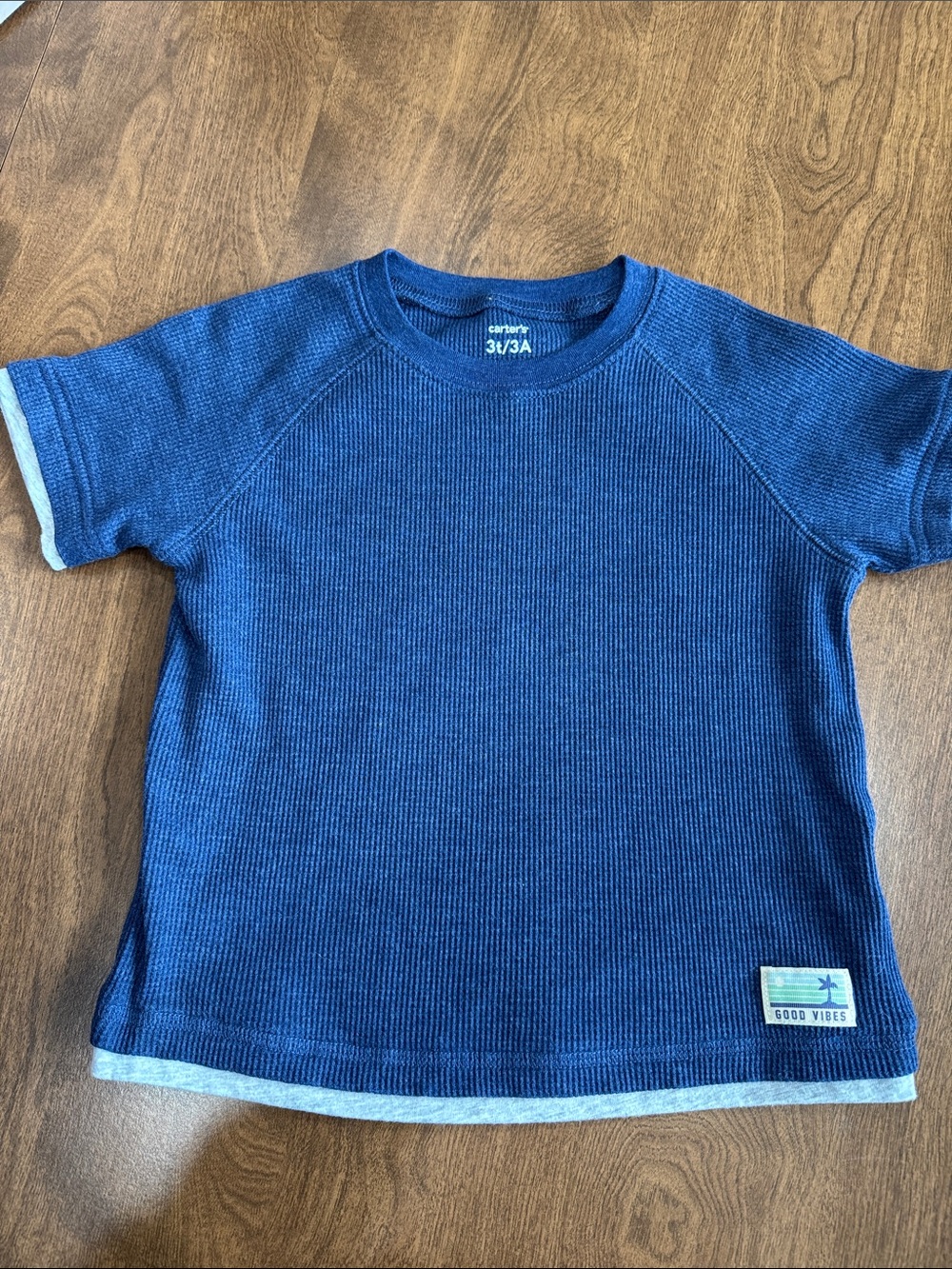 Carter's Navy Short-Sleeve Waffle Knit Tee with Light Trim